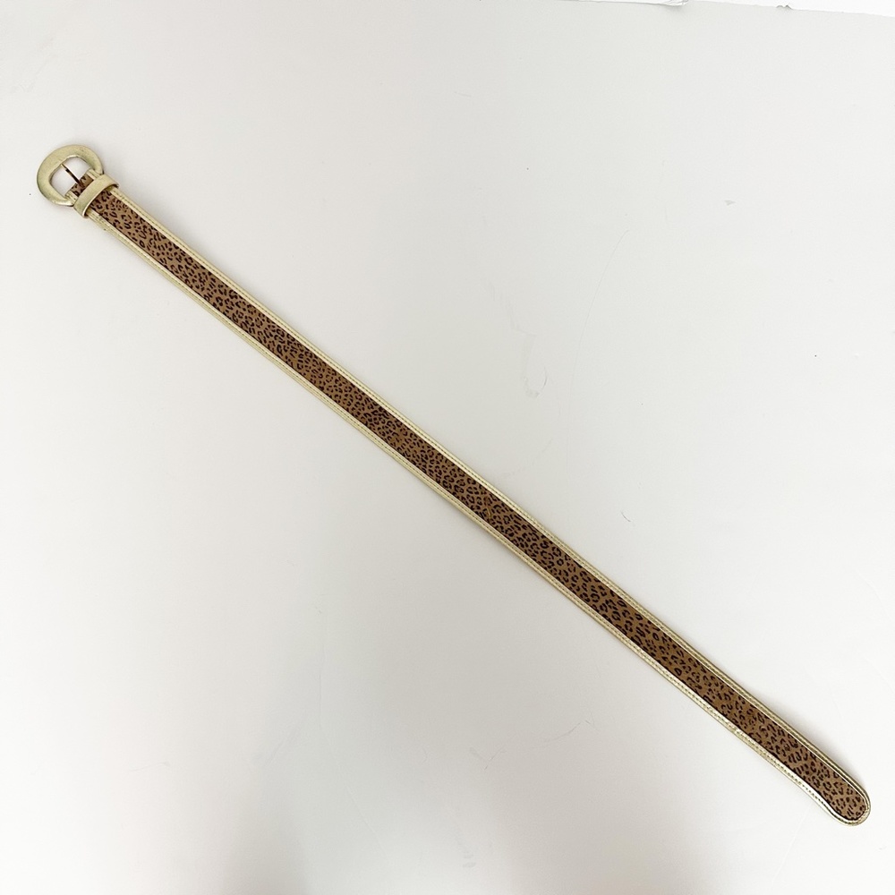 vintage Accessories by Pearl metallic gold & leopard suede BELT ladies LARGE - Picture 9 of 10